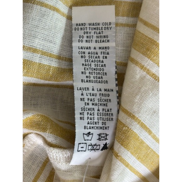 Altar'd State Linen Blend Dress Women's Large Button-Up Strappy Yellow Striped - Picture 6 of 7